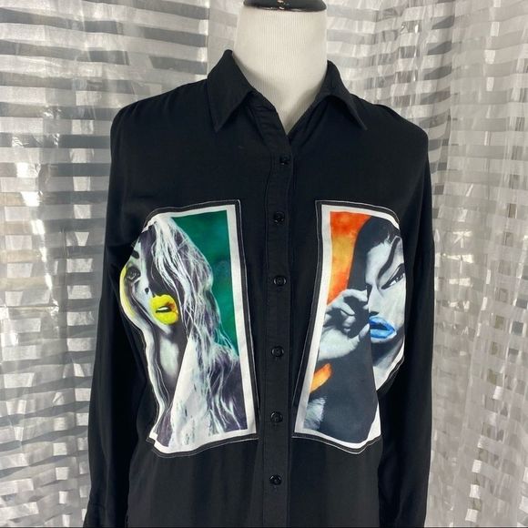 Nuage Black Long Sleeve Button Up Blouse - Picture 2 of 6